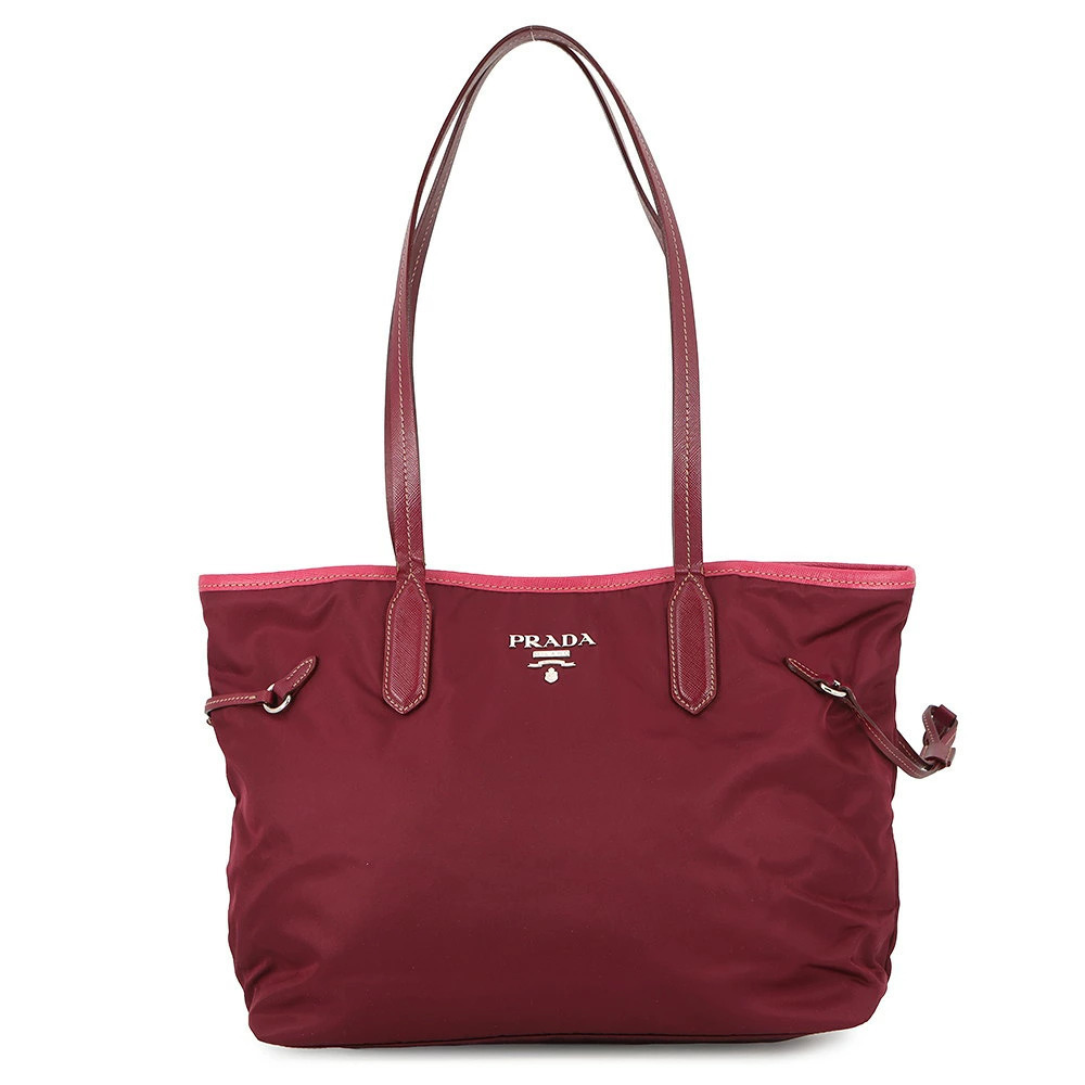 Prada Tessuto shopper tote bag Burgundy Saffiano leather Red